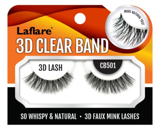 Laflare 100% Premium Silk Faux Mink 3D Clear Band Eyelashes