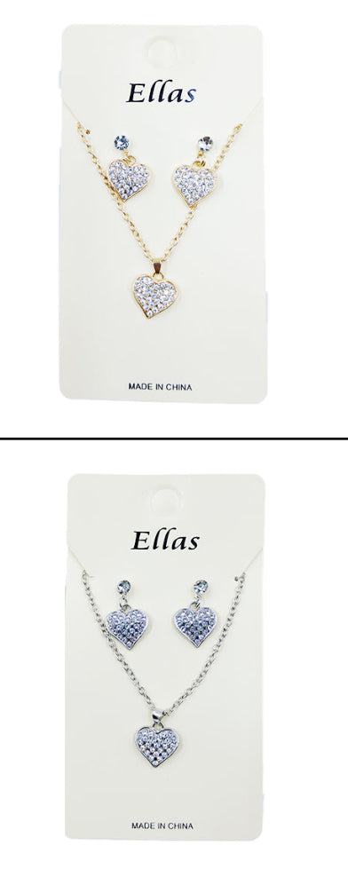 Heart earrings with necklace