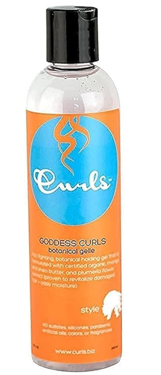 Curls Goddess Botanical Gel - Fights Frizz & Defines Great For Humid Climates - Set and Keep Hair In Place - No Sulfates or Parabens - For All Types, 8 Fl Oz