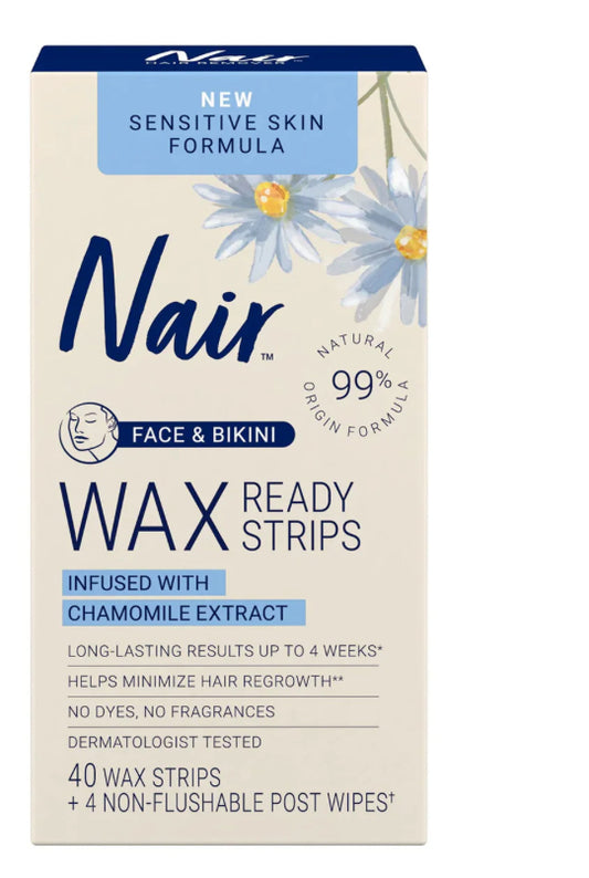 Nair Sensitive Wax Ready Strips For Face & Bikini 40ct