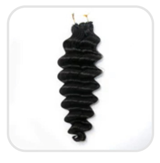 16” deep wave human feather  crochet hair-natural brown