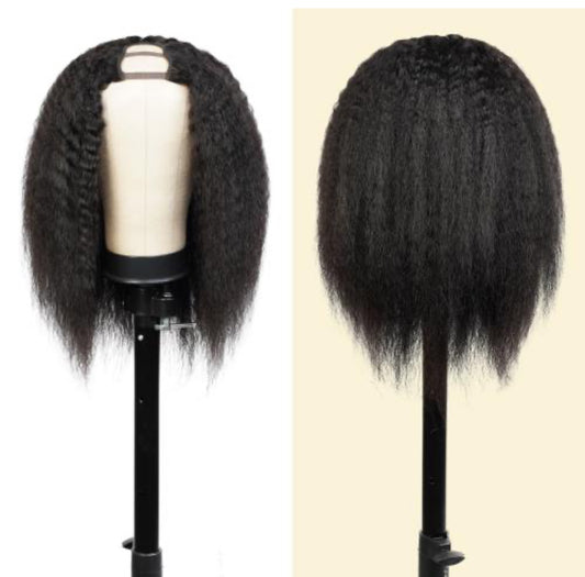 Diva Queen Virgin Human Hair U-Part Clip Wig Kinky Straight 16"