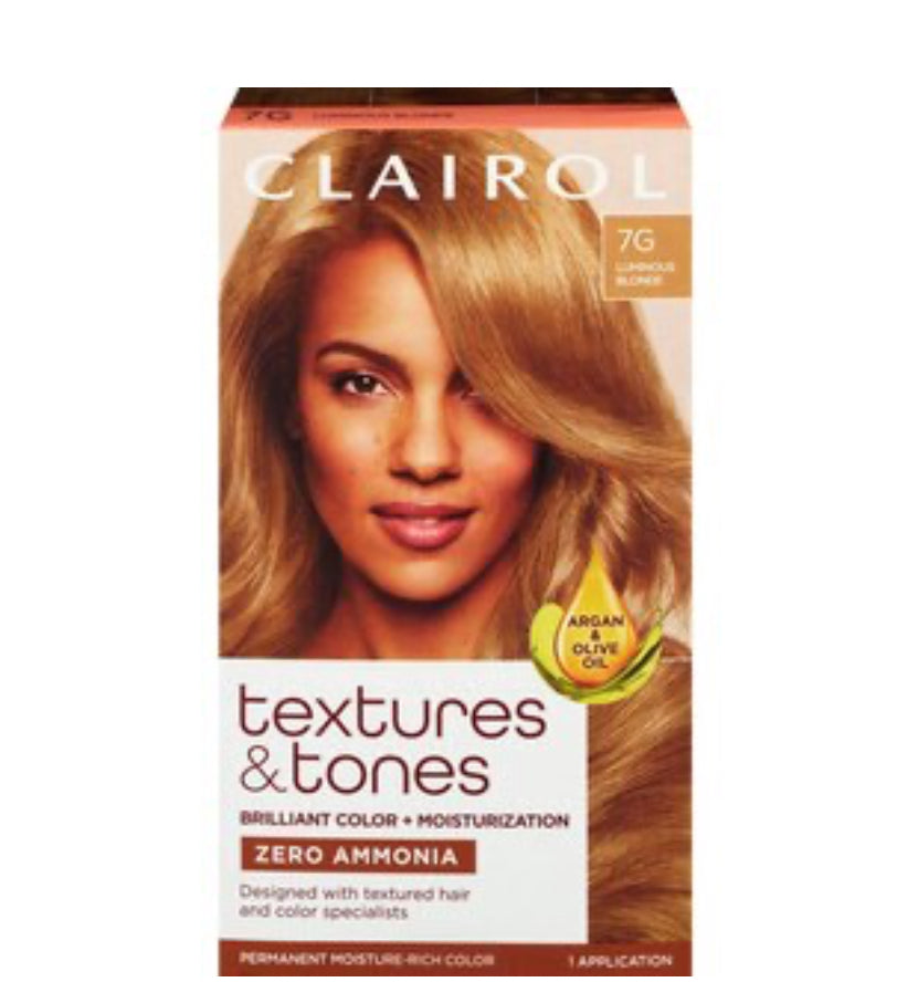 Clairol Textures & Tones Permanent Hair Dye, 7G Luminous Blonde