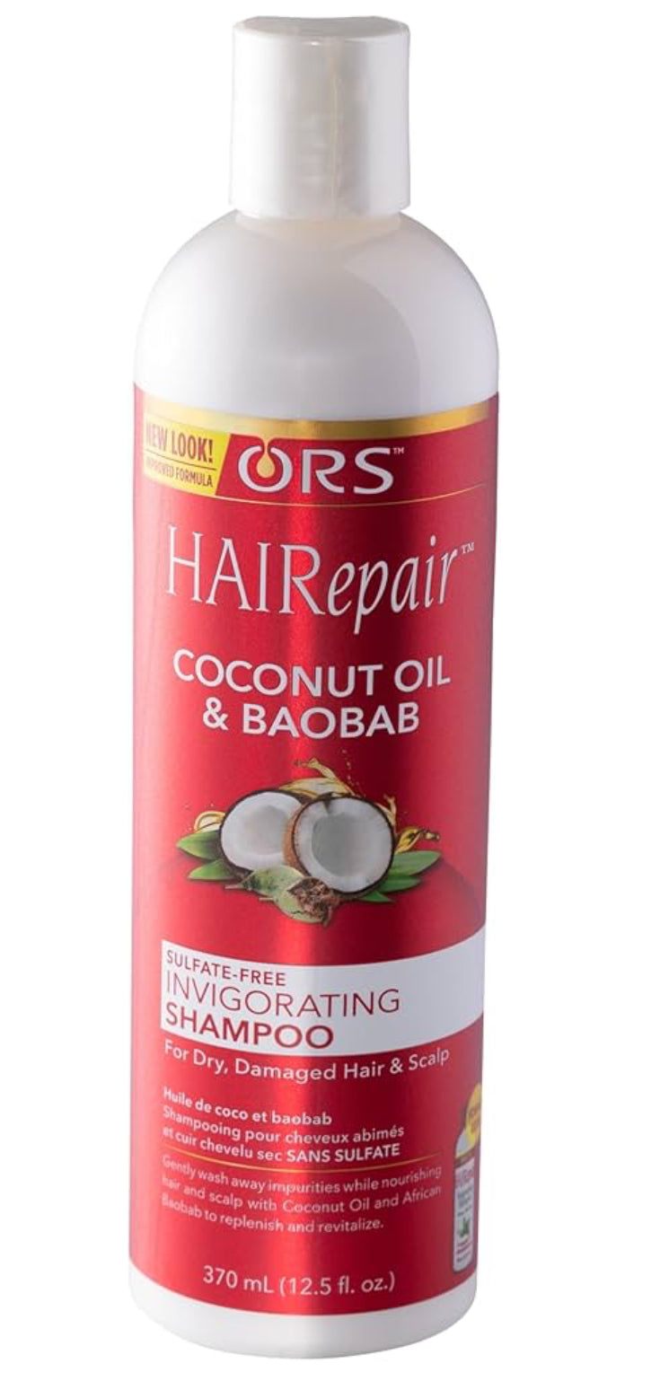 ORS HAIRepair Coconut Oil & Baobab Sulfate-Free Invigorating Shampoo, 12.5 Ounce