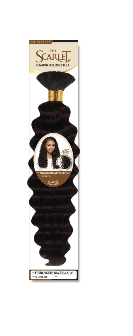 Eve Hair Inc. The Scarlet French Deep Wave Bulk Human Hair Blend Braiding Hair 18” 1b