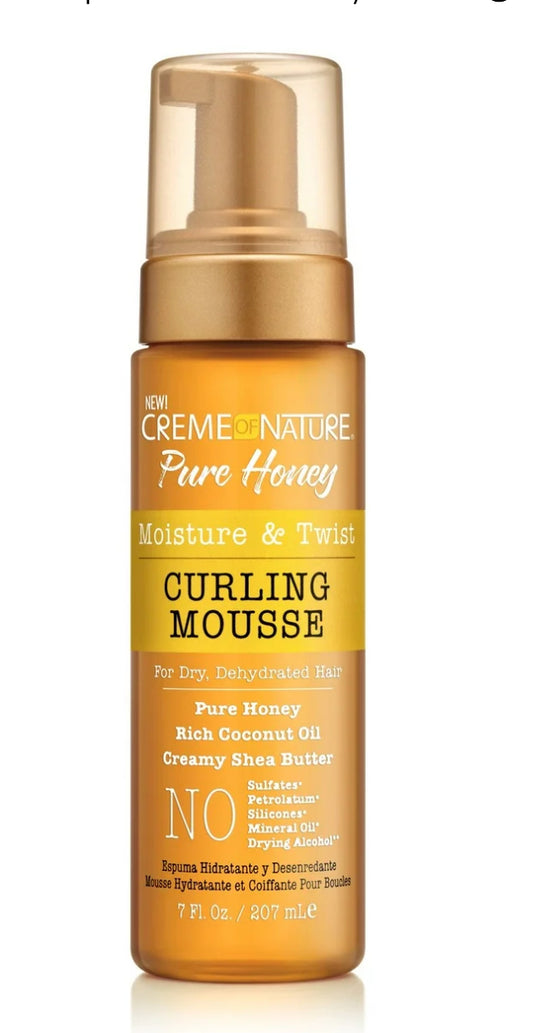 Creme of Nature Pure Honey Moisture & Twist Curling Mousse 7 oz. Moisturizing, Dry Hair, Unisex