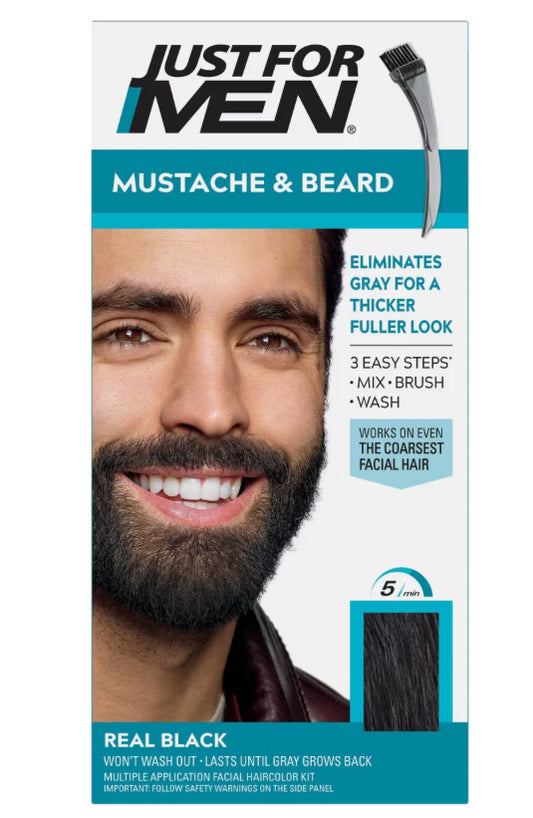 Just For Men Mustache & Beard Beard Coloring for Gray Hair with Brush Included