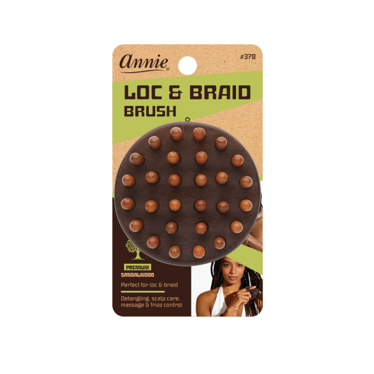 Annie Loc & Braid Massage Brush, 1 Count, Sandalwood
