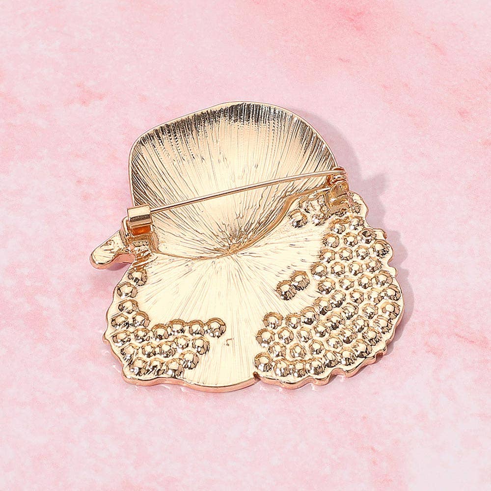 Rhinestone Paved Cool Afro Woman in Awareness Pink Ribbon Cap Pin Brooch