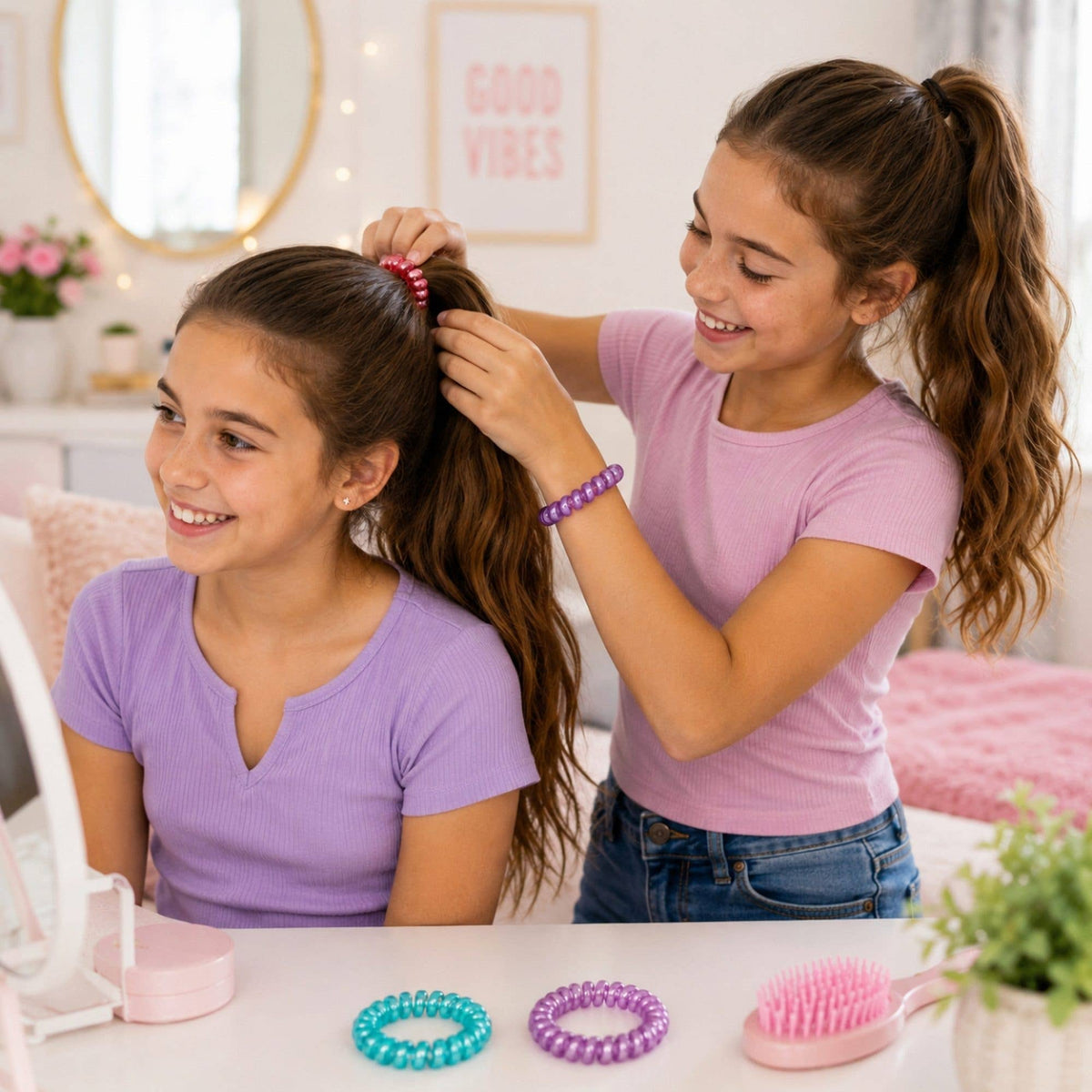 Lindo 2 Pack No Slip Hair Ties in Assorted Colors and Design