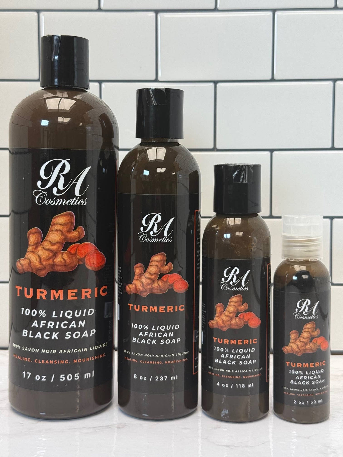 100% Liquid African Black Soap, Turmeric - 4oz