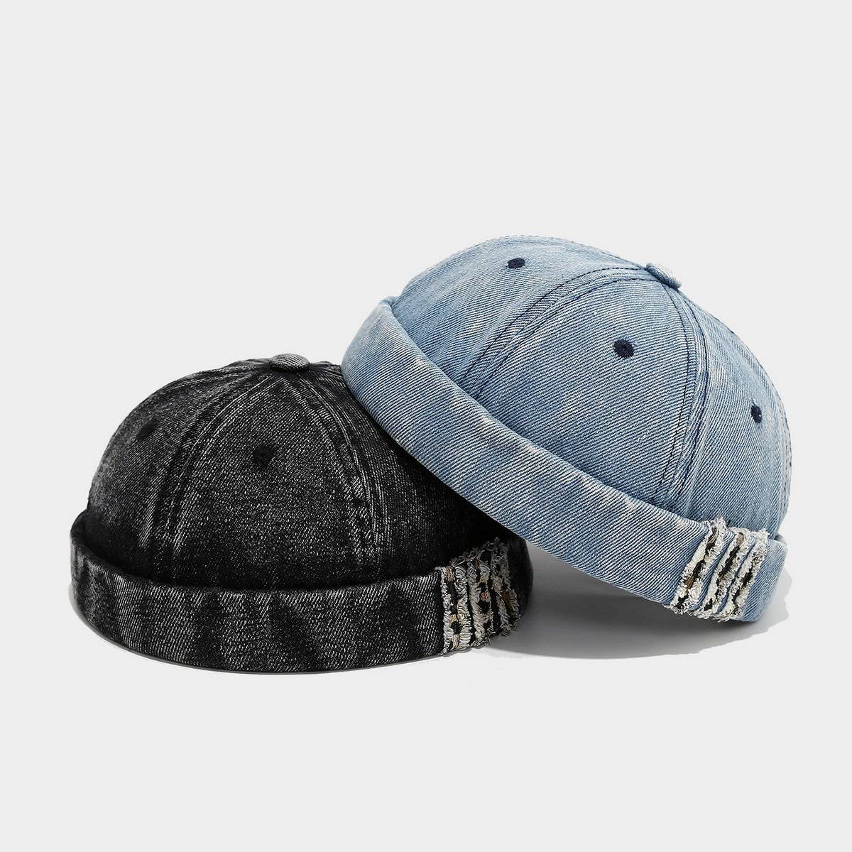 Washed Denim Brimless Sailor Cap Unisex_CWAH04670