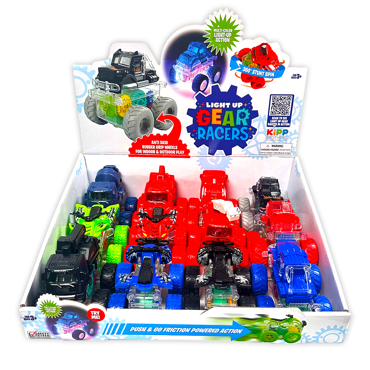 LIGHT UP VEHICLES TOY FRICTION POWER CARS- 12/DISPLAY