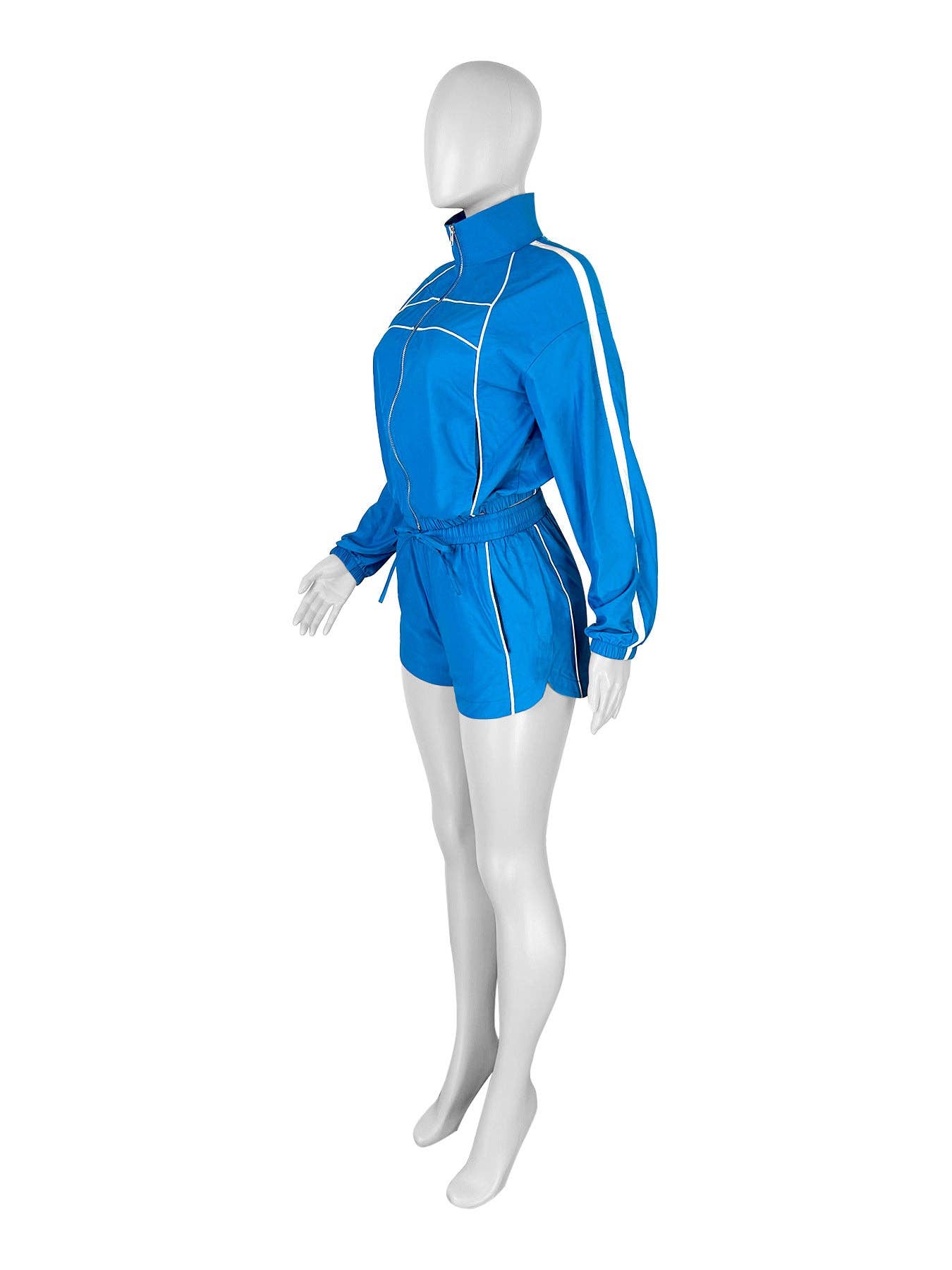 FASHION Two-Piece Track Shorts and Cropped Zip-Up Jacket Set 5020LY-clothes