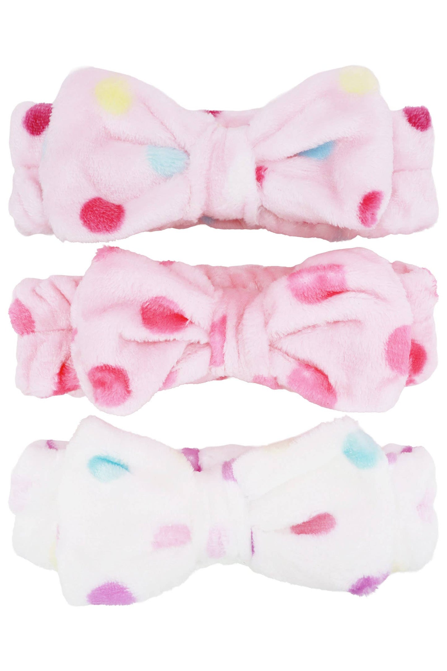 Polka Dot Ribbon Bow Fuzzy Fleece Spa Headband