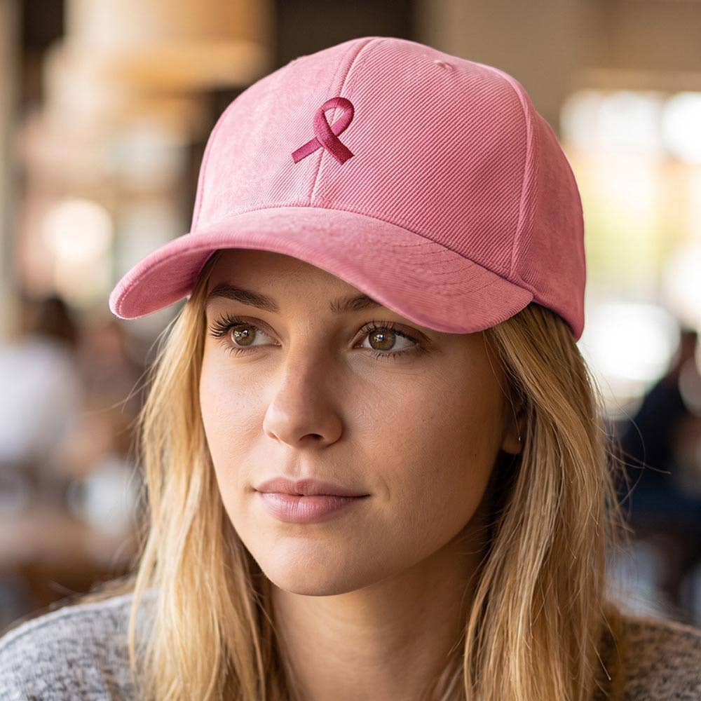 Pink Ribbon Awareness Embroidered Baseball Cap