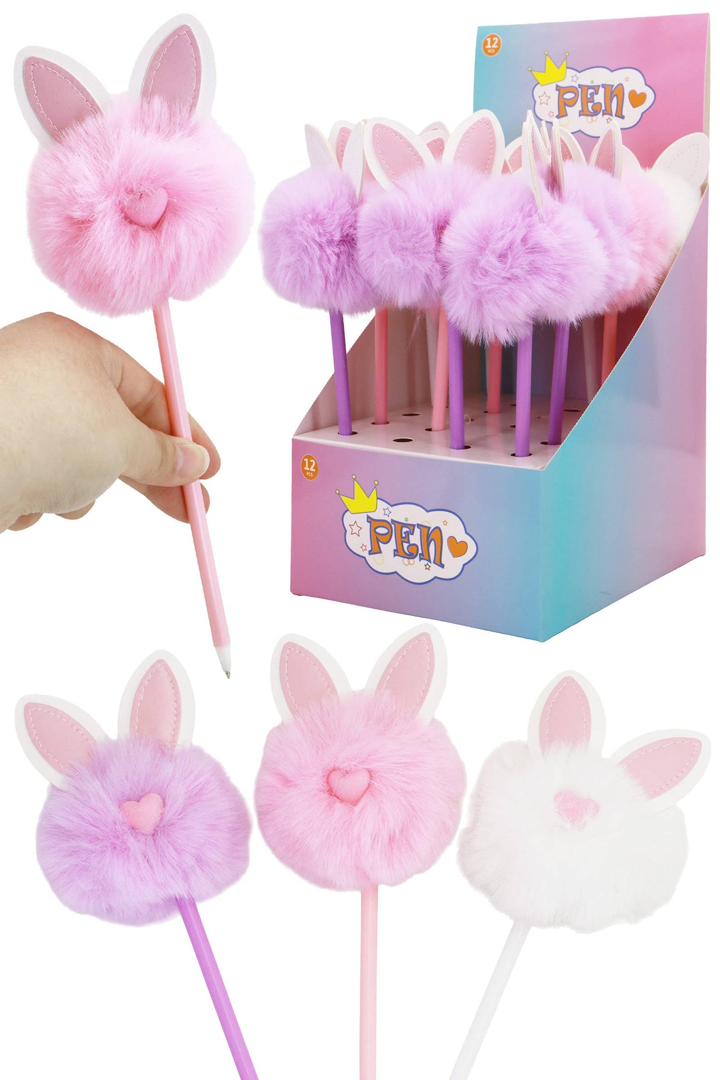 Bunny Vegan Leather Ears Pom Pom Pen Collection -