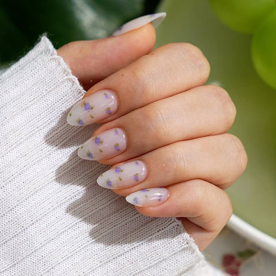 3D Golden French Tip Cat Eye Nails- 32pcs Short Almond Brown