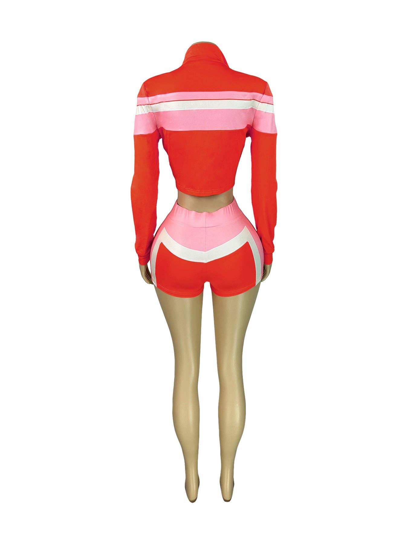 FASHION Three-Piece Zip-Up Jacket, Crop Top, and Lace-Up Shorts Set 5029LY-clothes