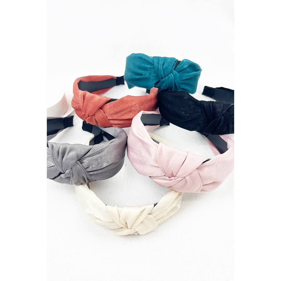 Solid Matte Satin Soft Tone Twisted Headband