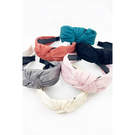 Solid Matte Satin Soft Tone Twisted Headband
