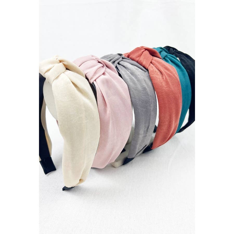 Solid Matte Satin Soft Tone Twisted Headband
