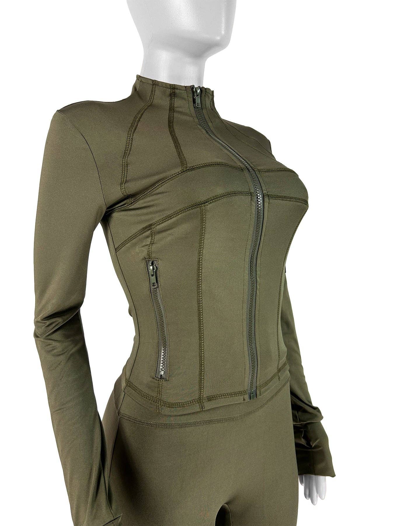 FASHION  Athletic Short Set Long-Sleeve Zip-Up Design 4068LY-clothes