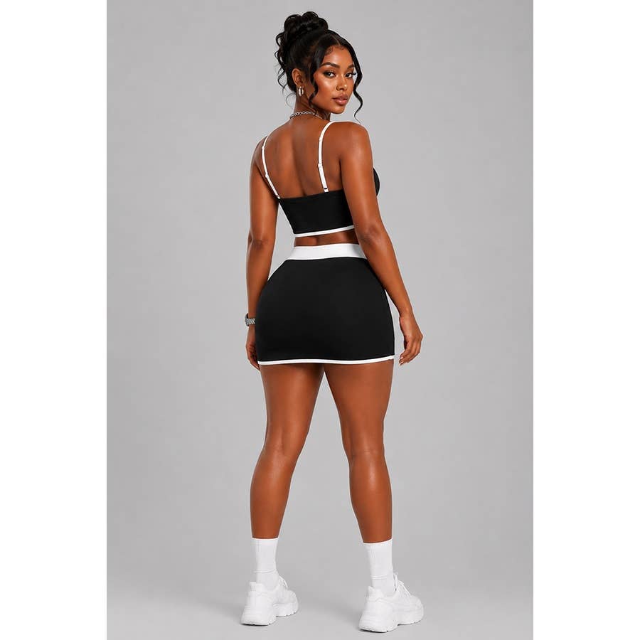 Activewear Crop Top Mini Skirt Set