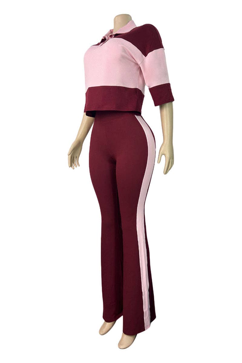 Side Stripe High-Waist Flare Casual Pants-clothes