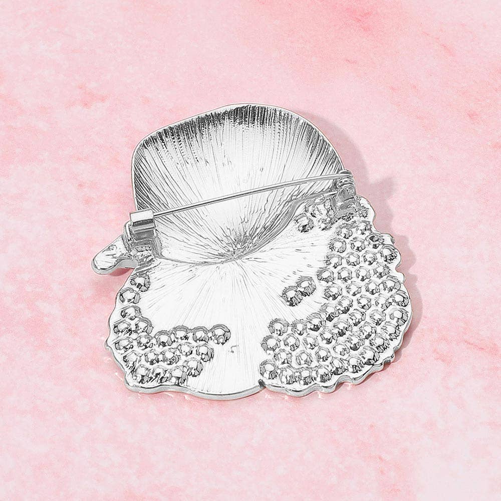 Rhinestone Paved Cool Afro Woman in Awareness Pink Ribbon Cap Pin Brooch