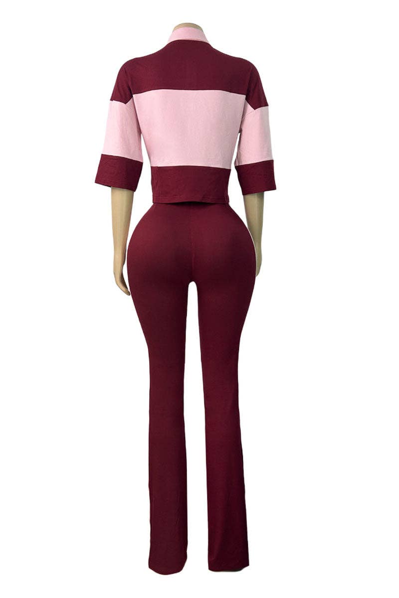 Side Stripe High-Waist Flare Casual Pants-clothes